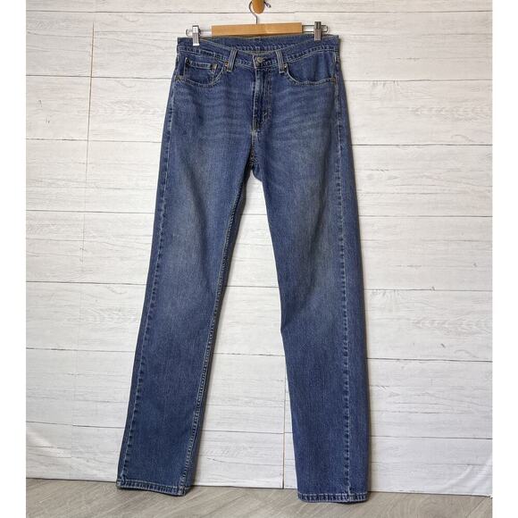 Levis Jeans Mens Size 32 X 34 Blue 505 Medium Wash Cotton Blend Denim Classic - Picture 1 of 16